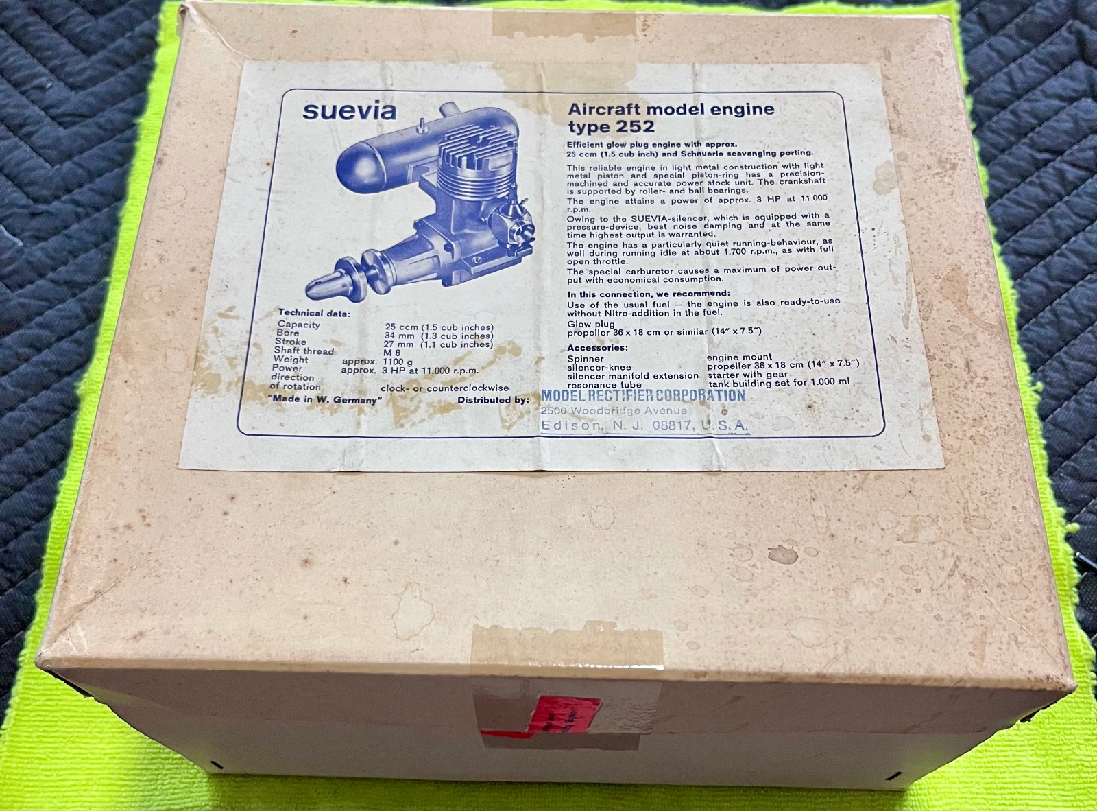 Suevia 1.5 Glow Engine, Made in W. Germany, Never Run photo 7