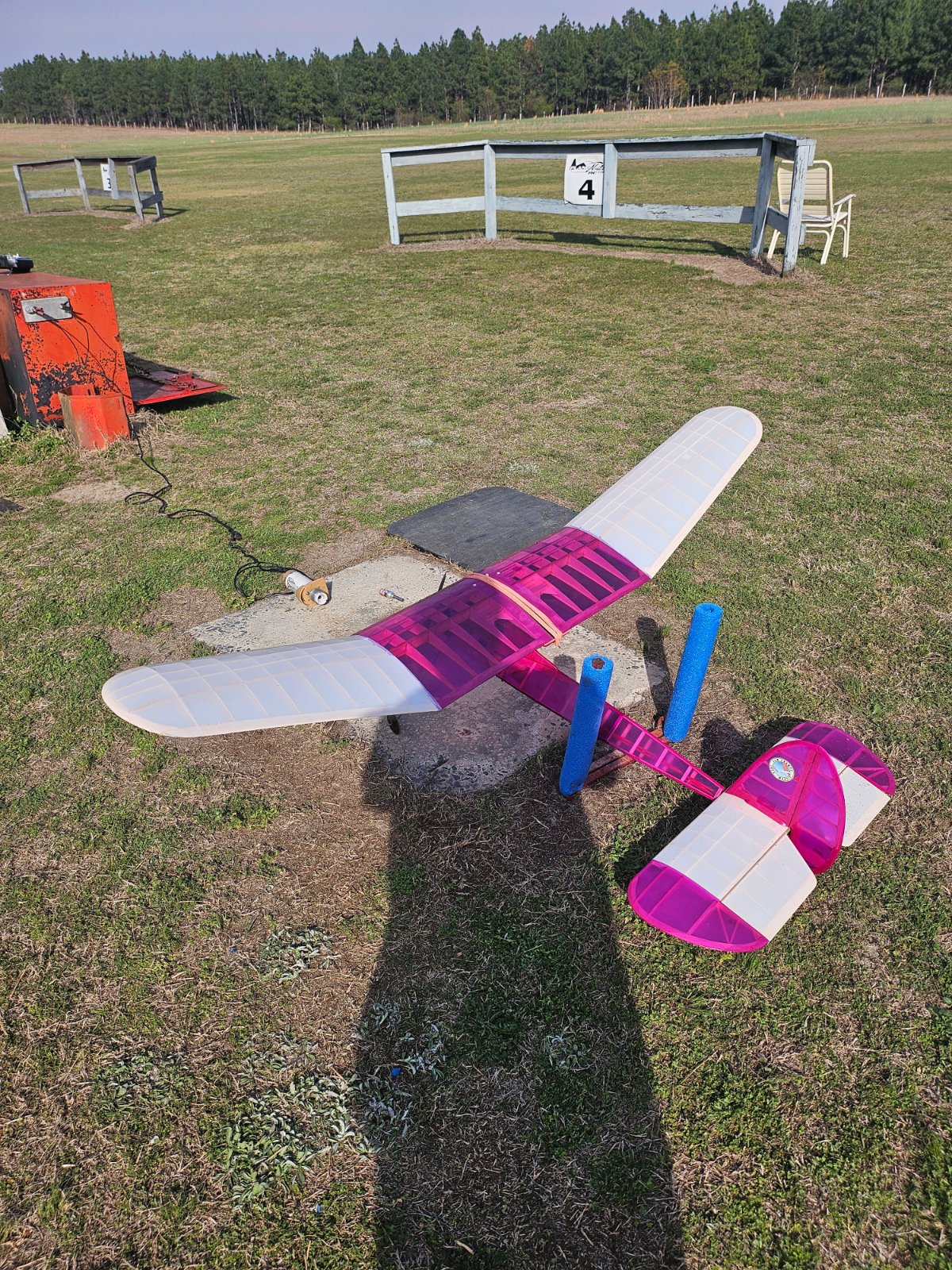 Glider type with 40 size OS glow engine..3 channel glider easy slow flying plane ready to fly..I have 2 almost photo 2