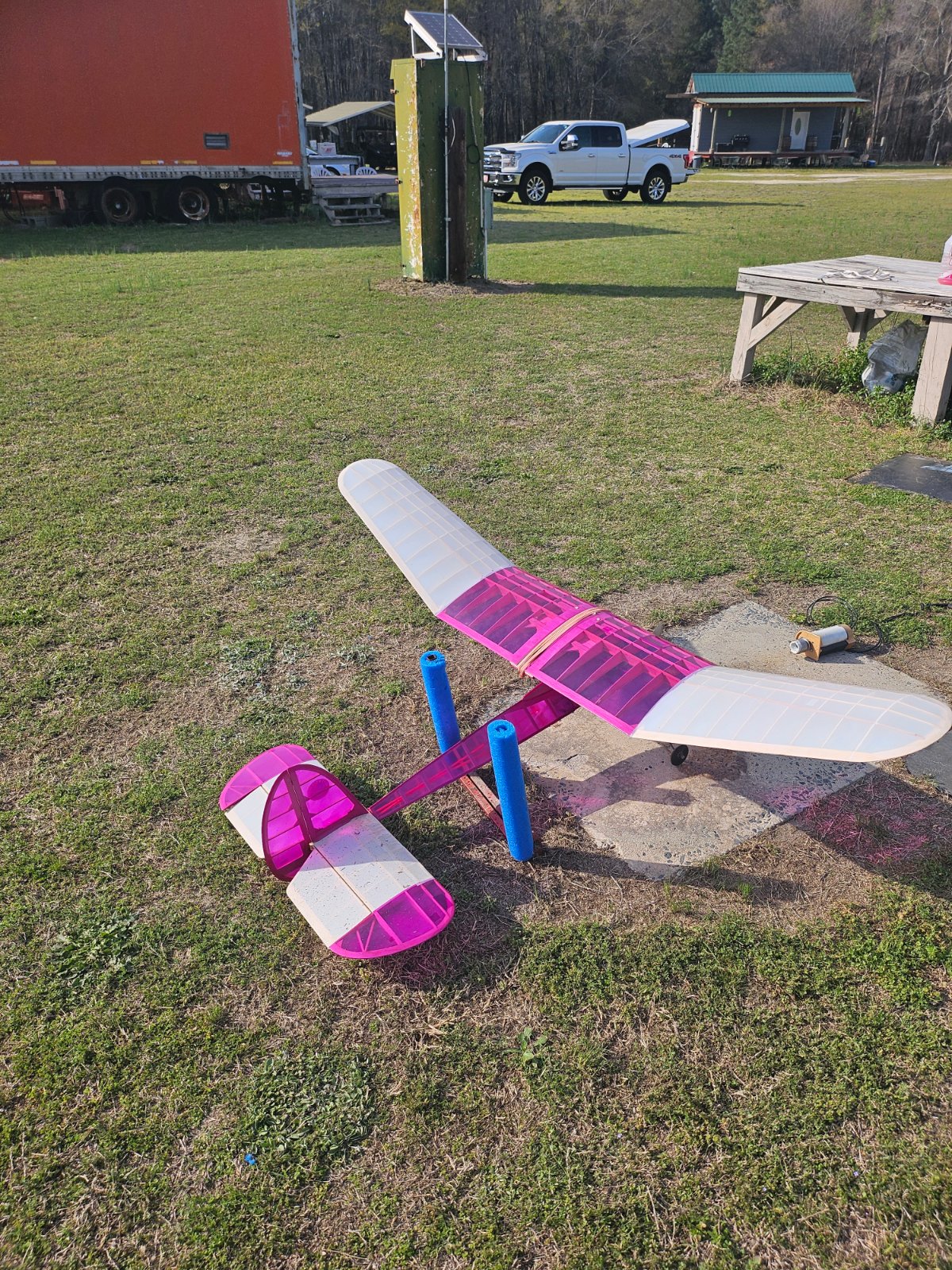 Glider type with 40 size OS glow engine..3 channel glider easy slow flying plane ready to fly..I have 2 almost photo 3